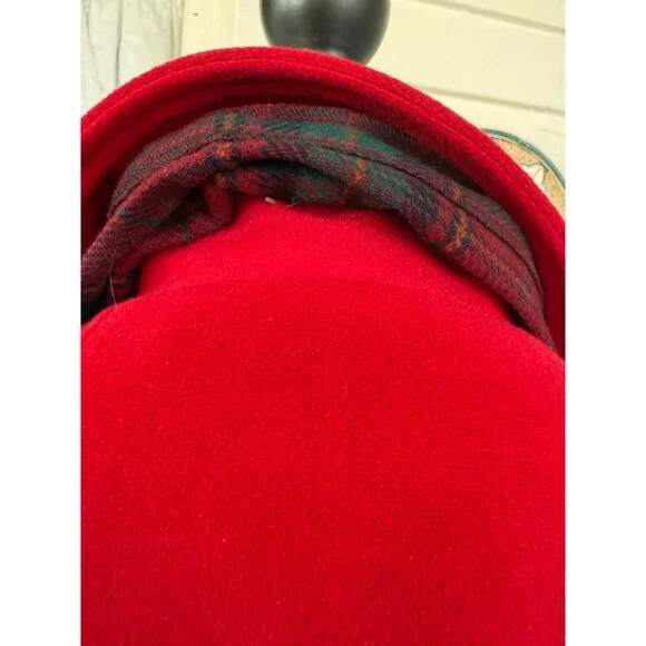 Vintage 80's Veloura Fleece Red Womens Jackect Coat With Scarf Sz 12 - Picture 7 of 14